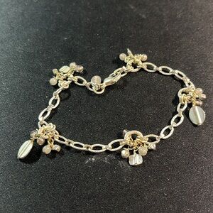 Chicos Silver Link Ankle Bracelet 91/4” with charms and beads.